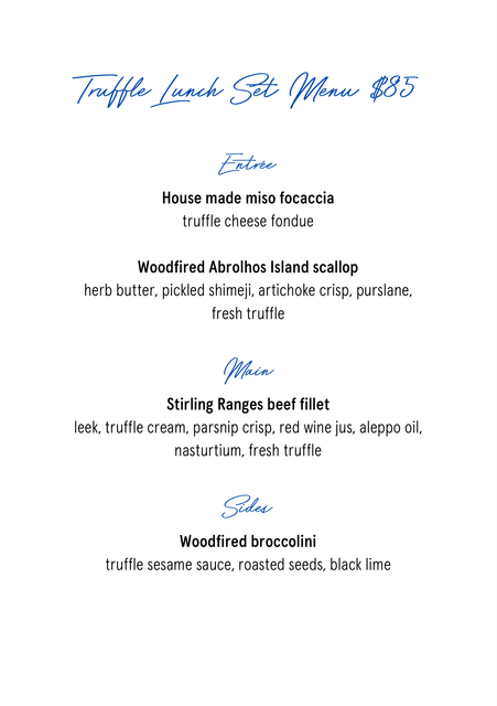 2026 Truffle 85 Lunch Set Menus