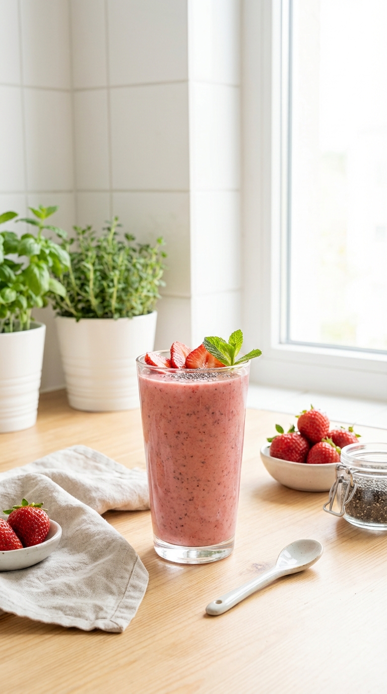 Creamy Strawberry Chia Smoothie — Ready in 5 Minutes