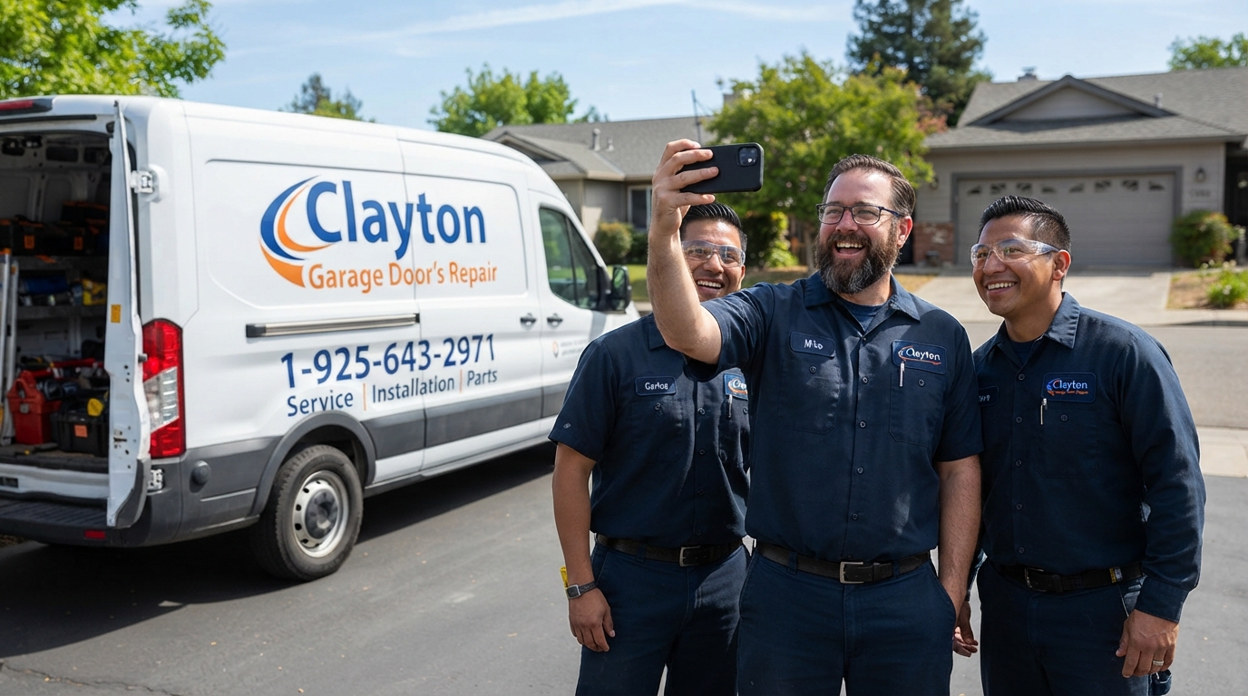 Clayton Garage Doors team installing a garage door