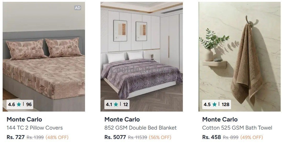 Monte Carlo Bedsheet – Just 30% OFF | Loot Ka Maal