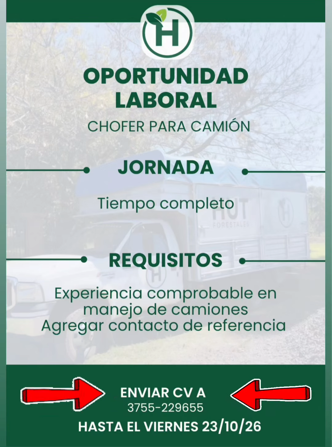 Se Busca Chófer de Camión en Aristobulo del Valle