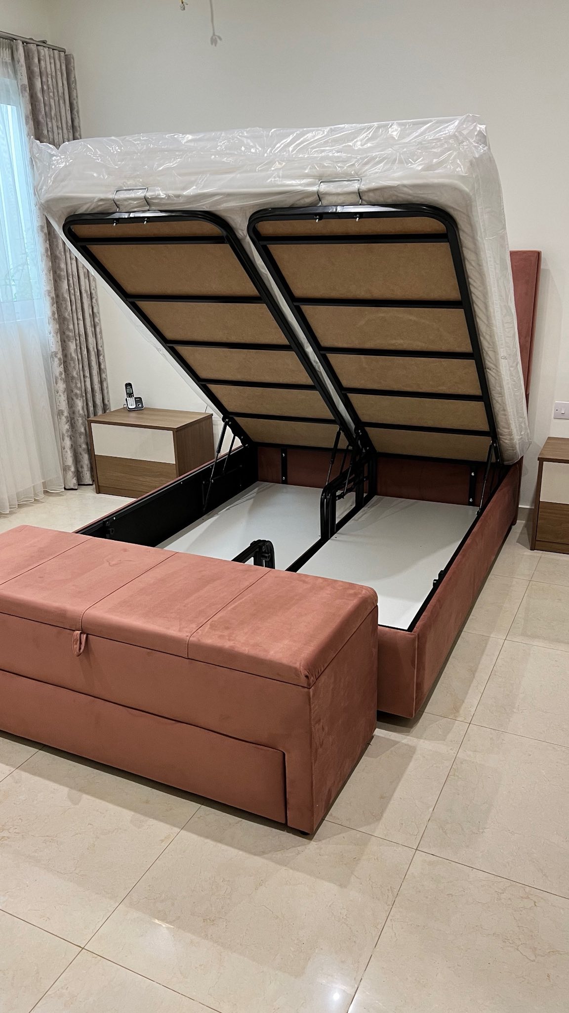 Open living room with natural materials