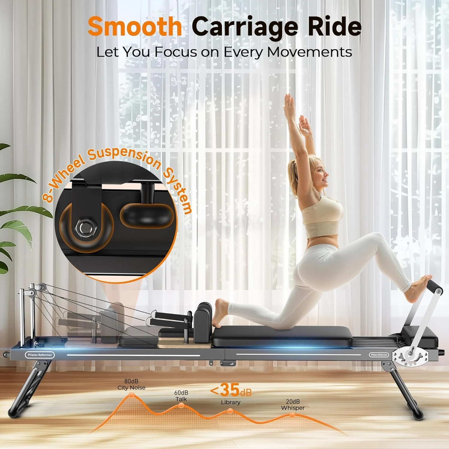 FED Foldable Pilates Reformer,Pilates Machine & Equipment For Home Use,Pilates Exercise Equipment With Jump Board,Pilates Board view 2