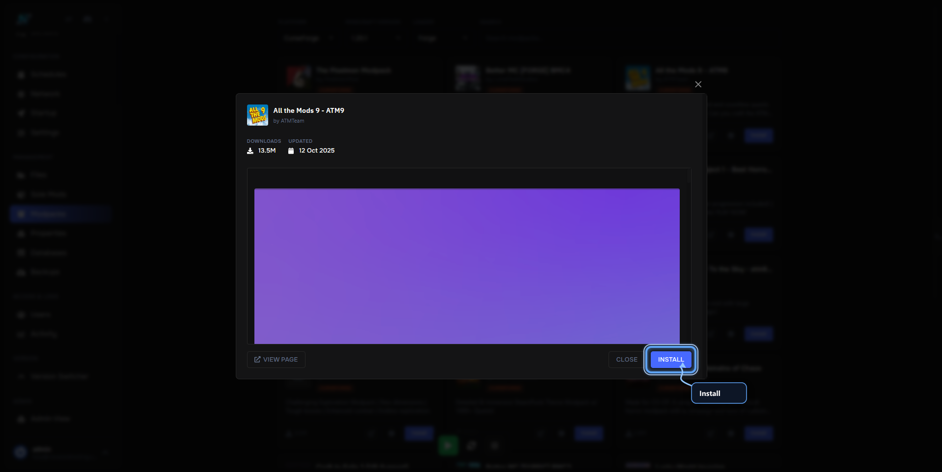 Modpack installer search