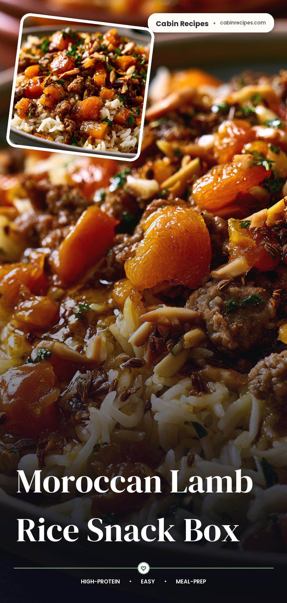 Pinterest graphic for Moroccan Lamb Rice Snack Box