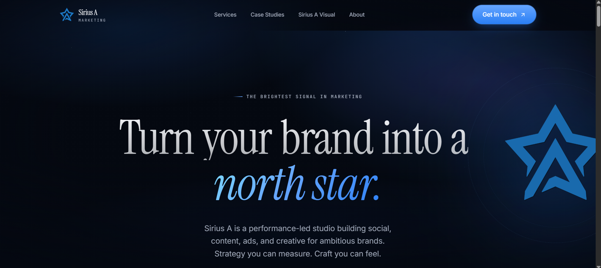 Sirius A Marketing website preview