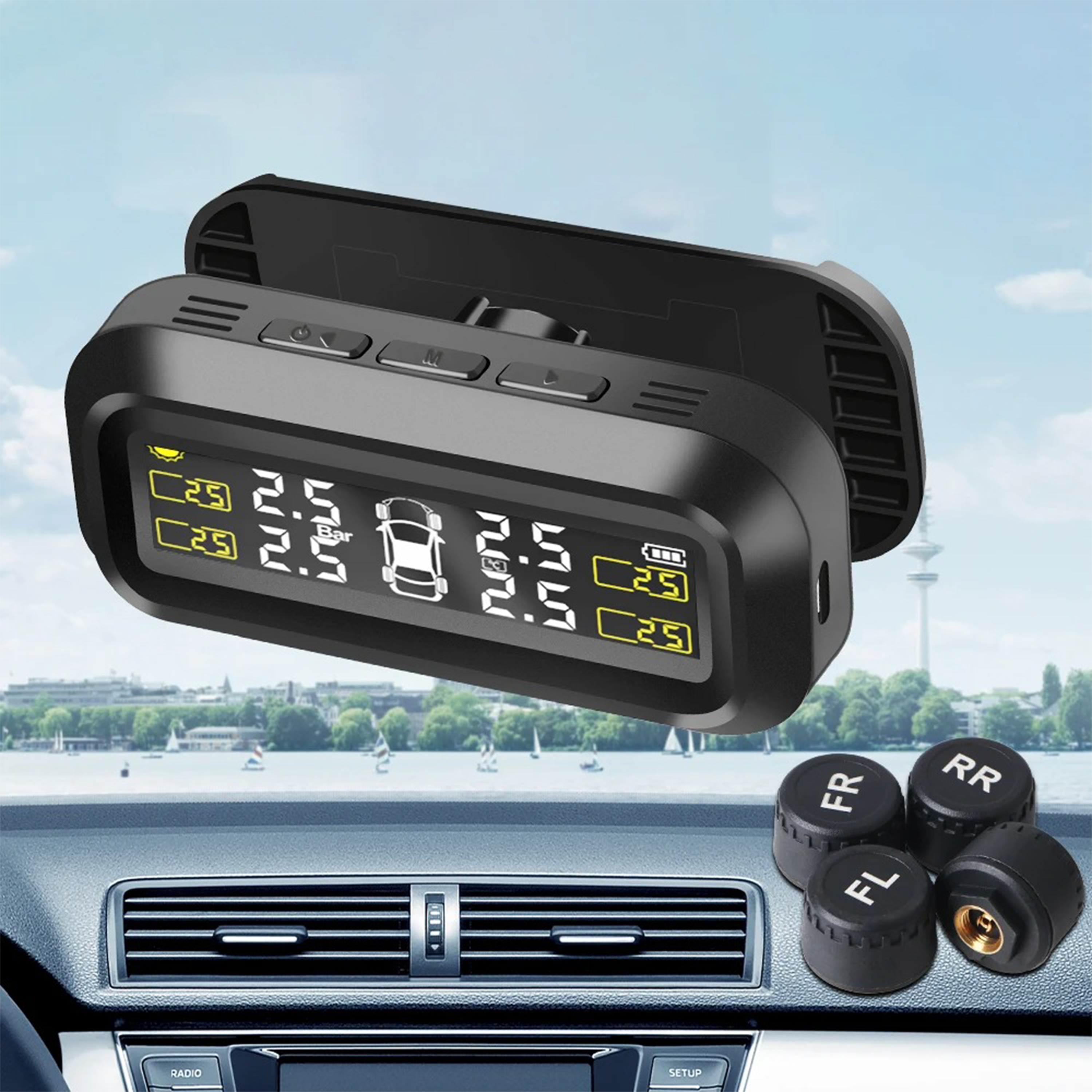 TPMS tire pressure sensor with digital LCD display