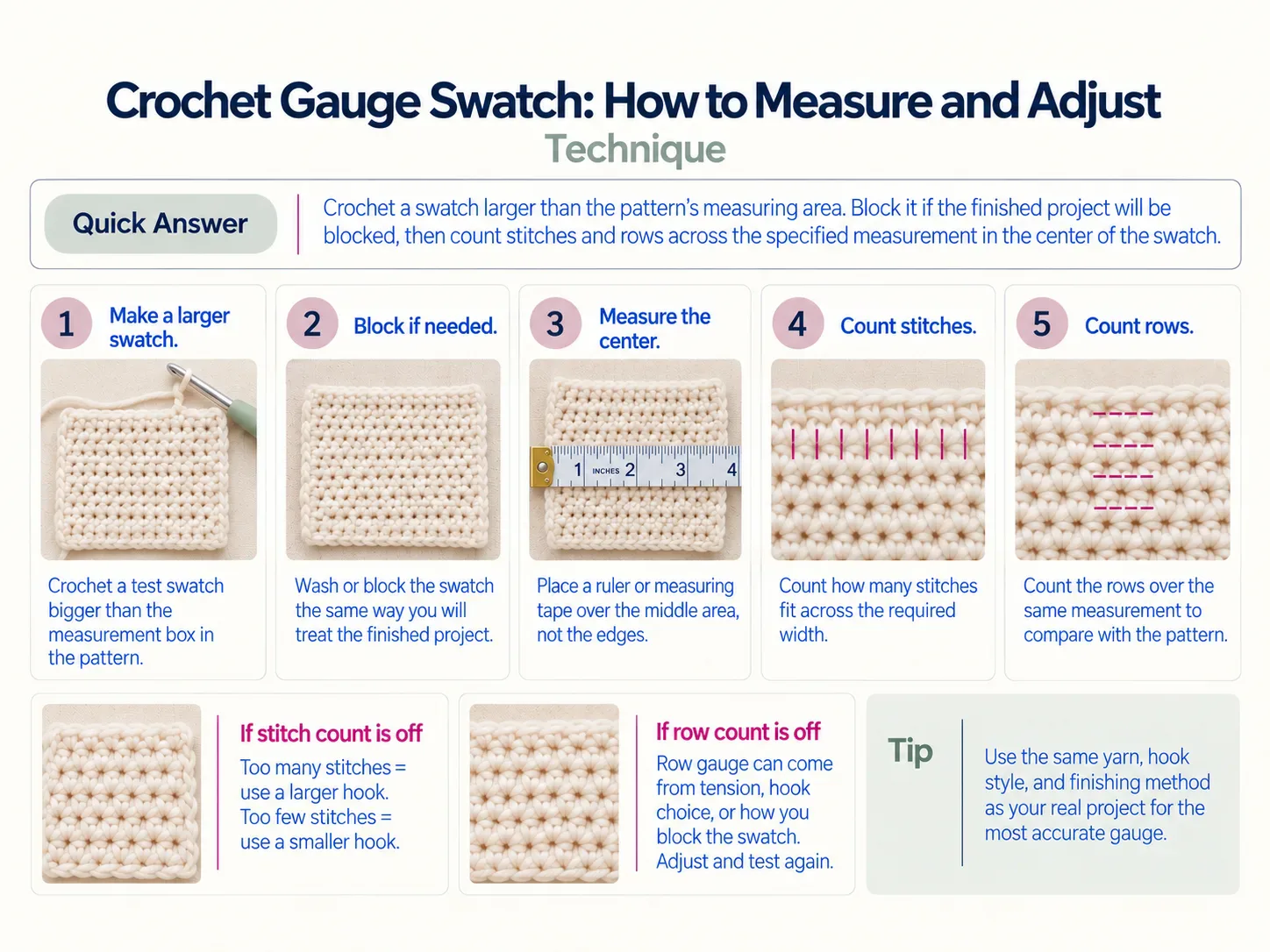Crochet Gauge Swatch: How to Measure and Adjust