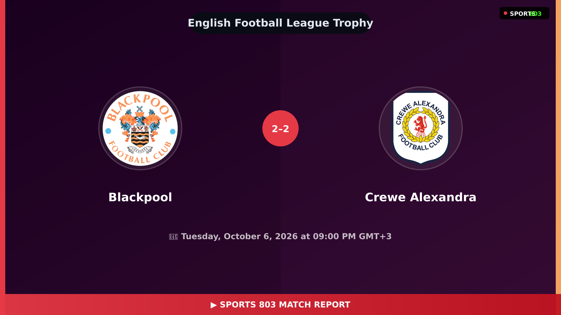 Blackpool vs Crewe Alexandra – Highlights & Replay | Sports 803
