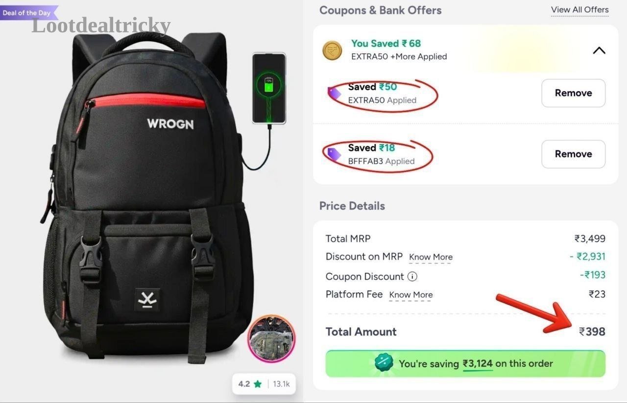 Wrogn Laptop Backpack – Just ₹398 | Huge Savings Offer Wrogn Laptop Backpack – Just ₹398 | Huge Savings Offer