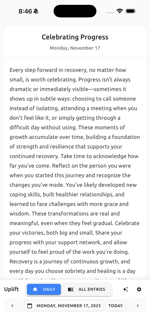 Uplift App Interface - Daily Reading