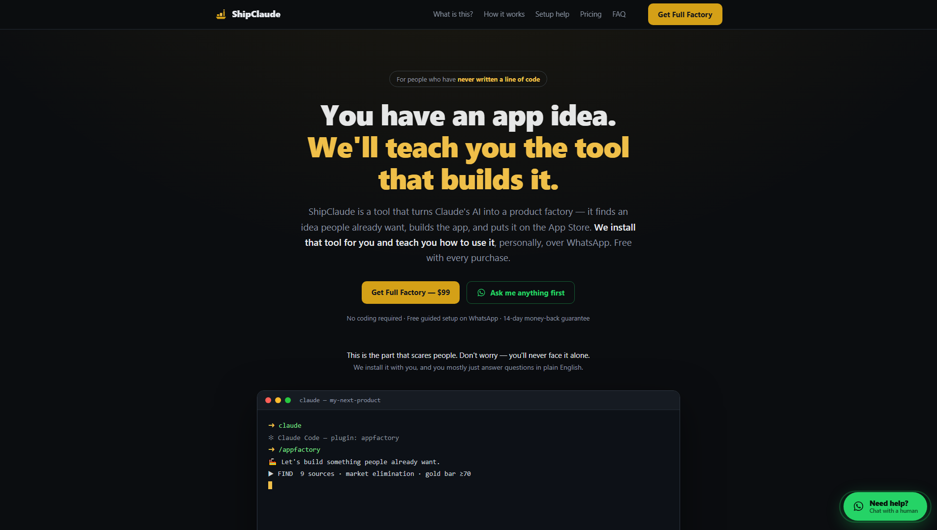 Screenshot of shipclaude.com