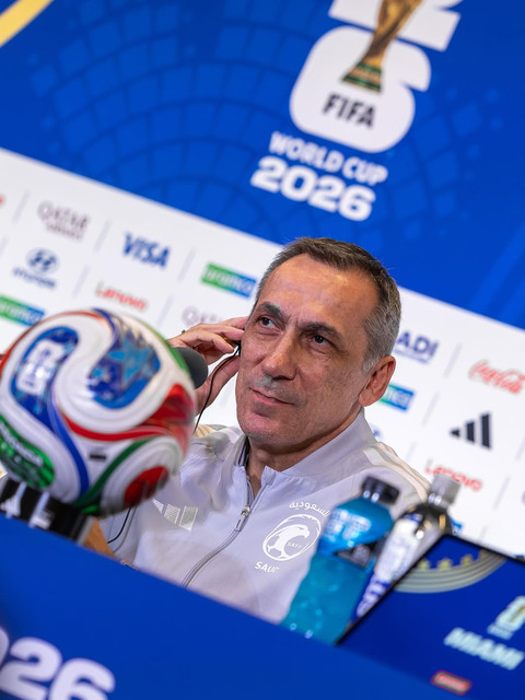 من المؤتمر الصحفي للمدير الفني للمنتخب الوطني جورجيوس دونيس قبل الجولة الأولى من كأس العالم 2