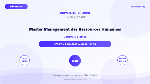 Master Management des Ressources Humaines (MRH) — FSJES Ibn Zohr Agadir 2018-2019