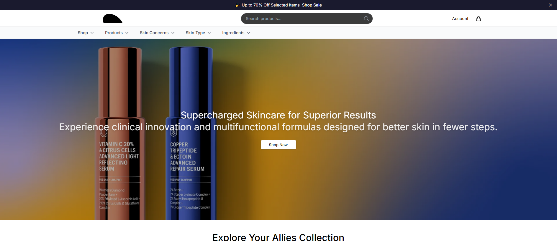 Stored capture of alliesonline.shop