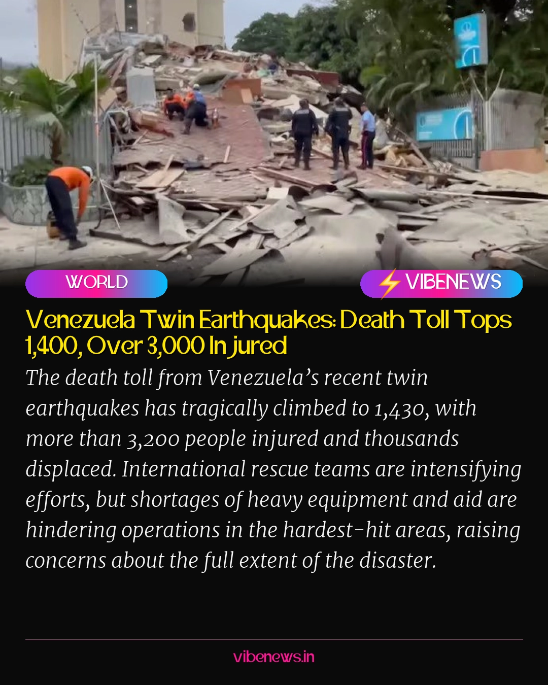 Venezuela Twin Earthquakes: Death Toll Tops 1,400, Over 3,000 Injured