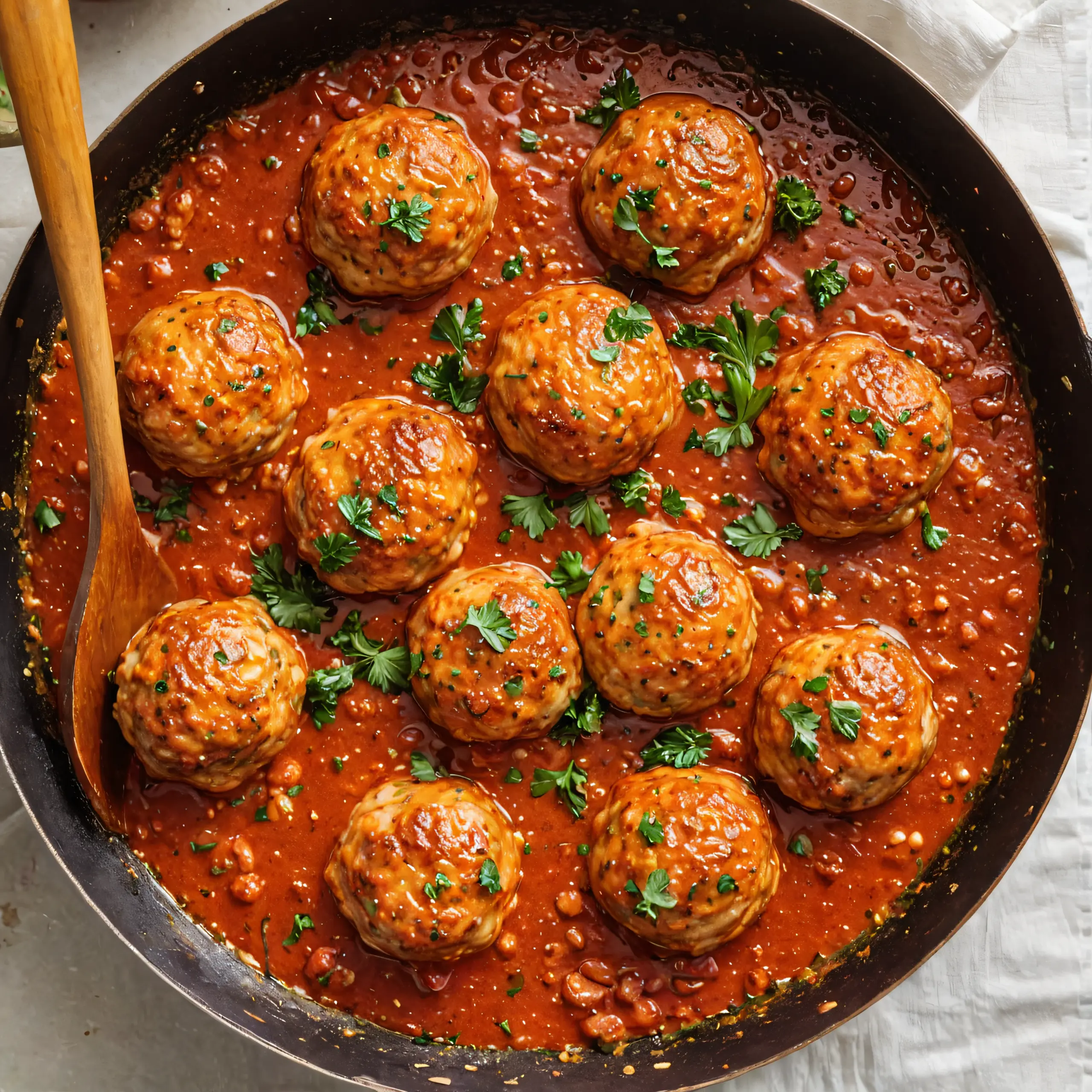 Baked Chicken Meatballs with Tomato Sauce Recipe