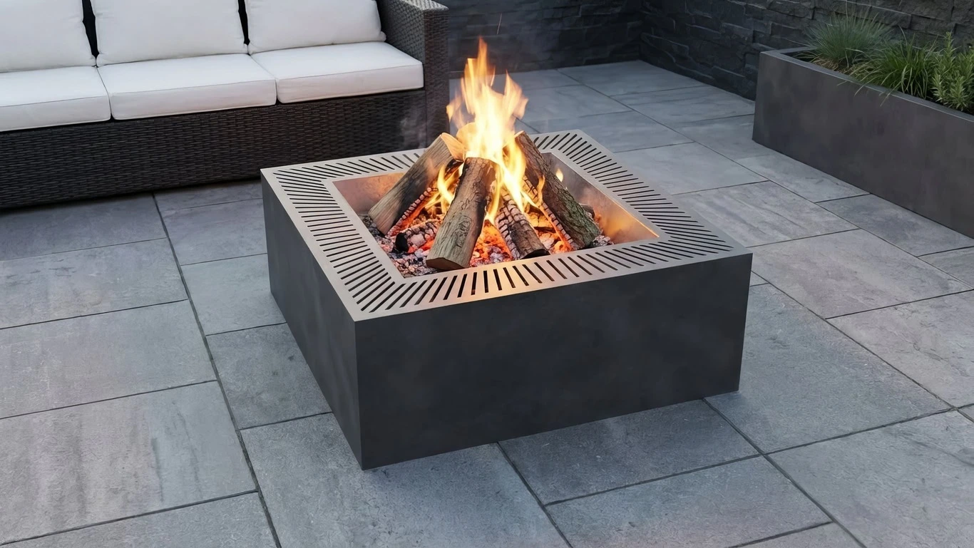 Modern Square Fire Pit by Vertex Steel