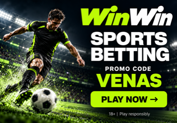 WinWin sports betting. Promo code VENAS. Play now. 18+. Play responsibly.