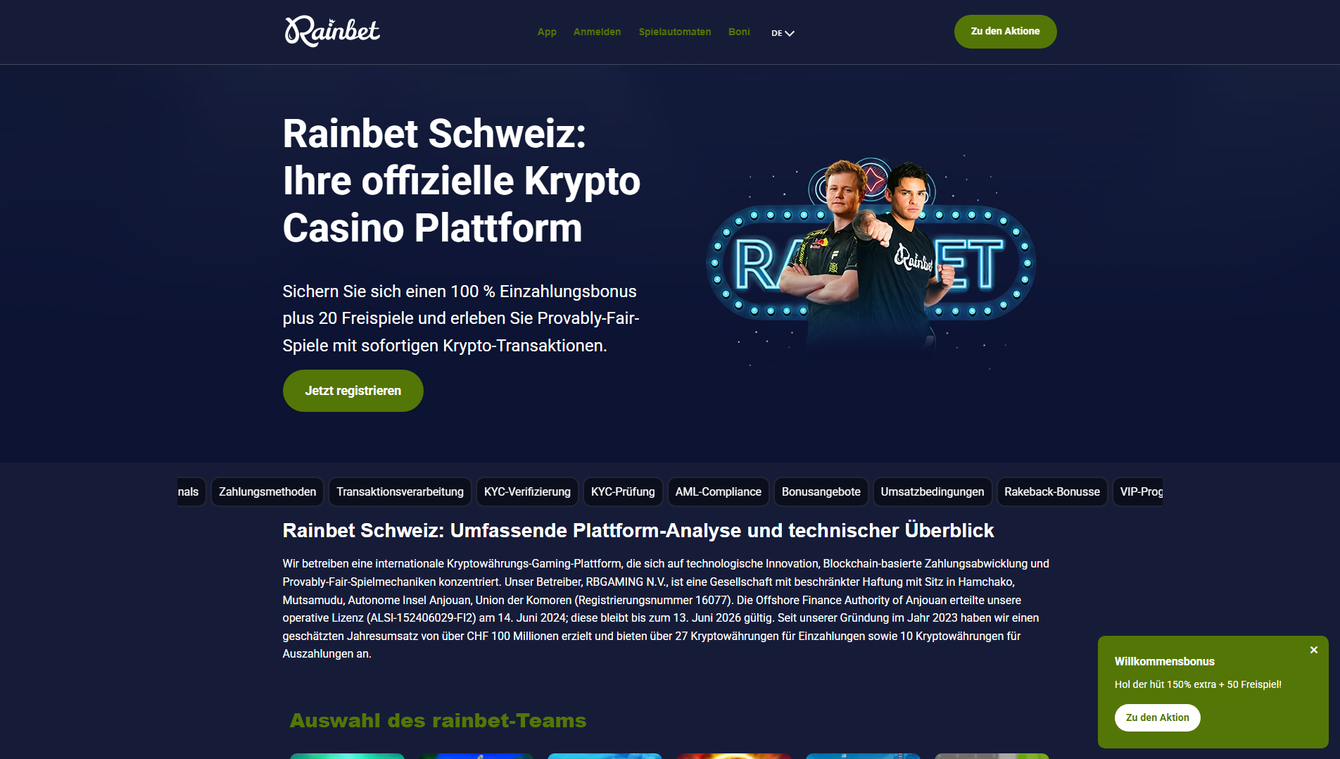 Stored capture of rainbet-casino.ch