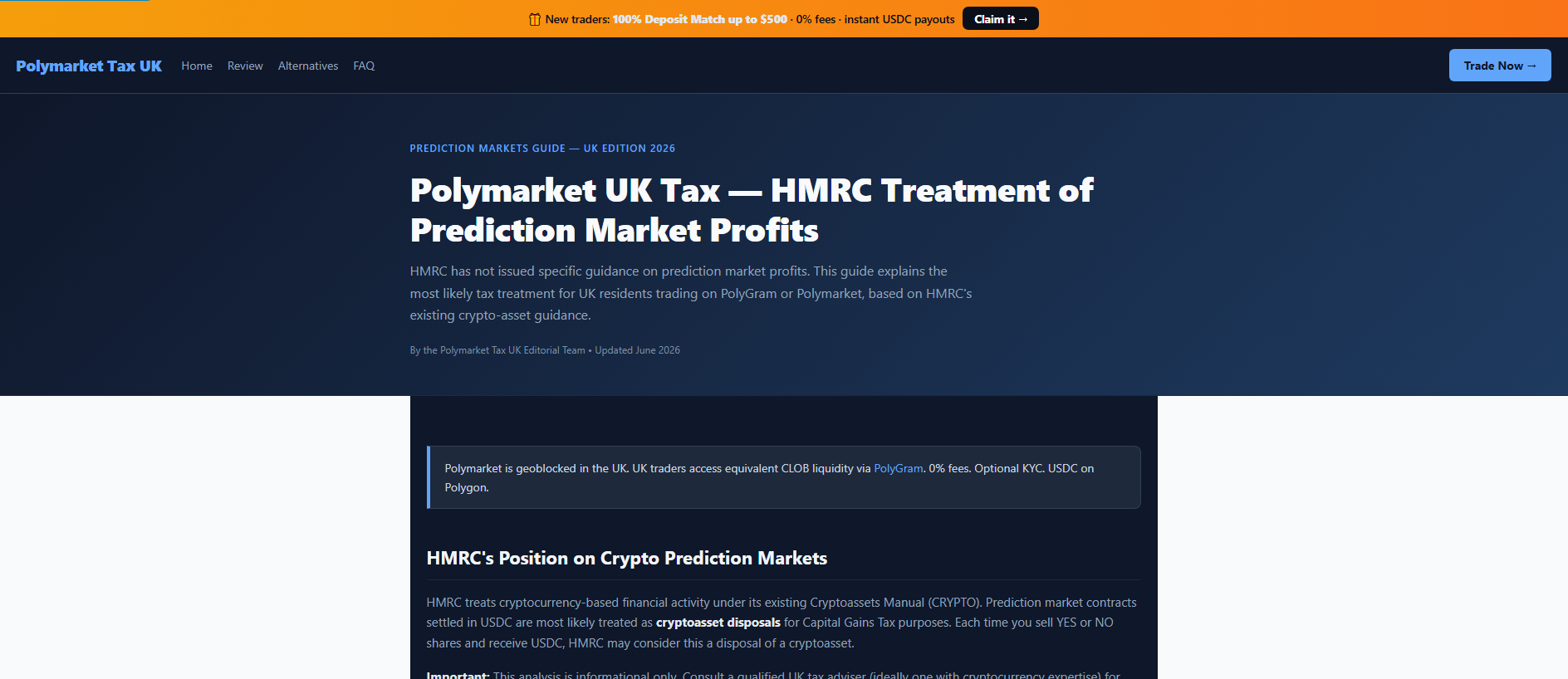 Forensic screenshot of polymarket-tax.co.uk showing the phishing page layout