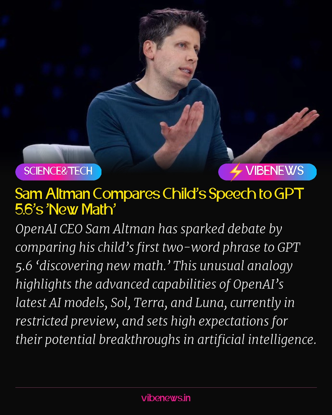 Sam Altman Compares Child’s Speech to GPT 5.6’s ‘New Math’