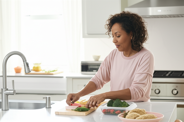 Woman experiencing energy crash and stress eating