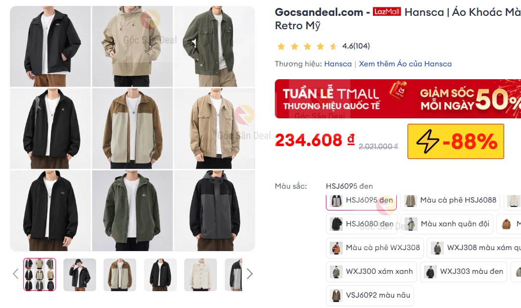 Hansca | Áo Khoác Màu Block Phong Cách Retro Mỹ