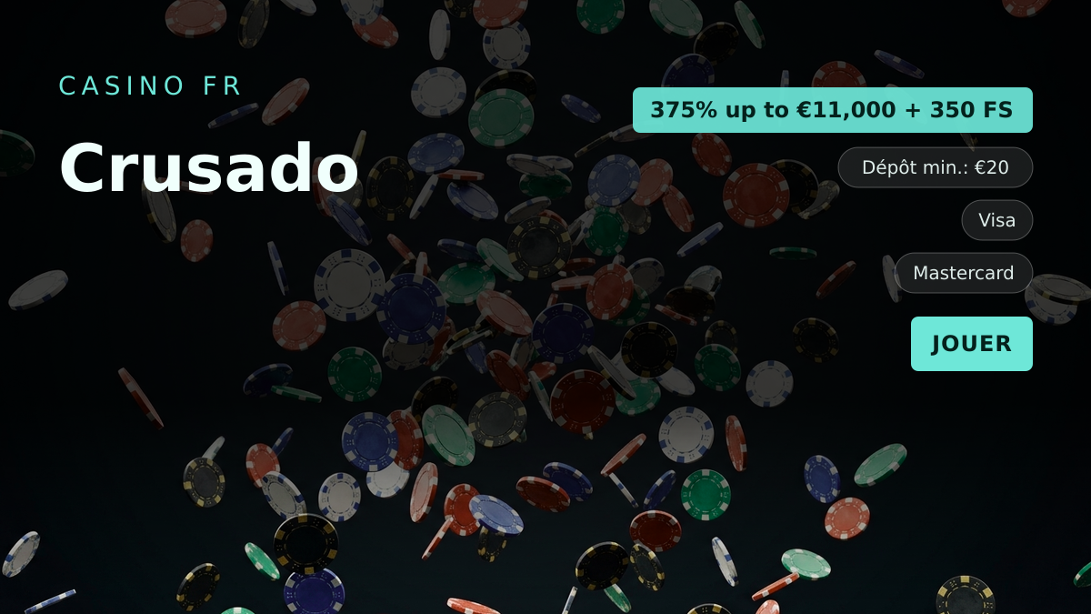 Crusado casino — bonus de bienvenue 375% up to €11,000 + 350 FS, paiements: Visa, Mastercard, Skrill, Neteller, Paysafecard