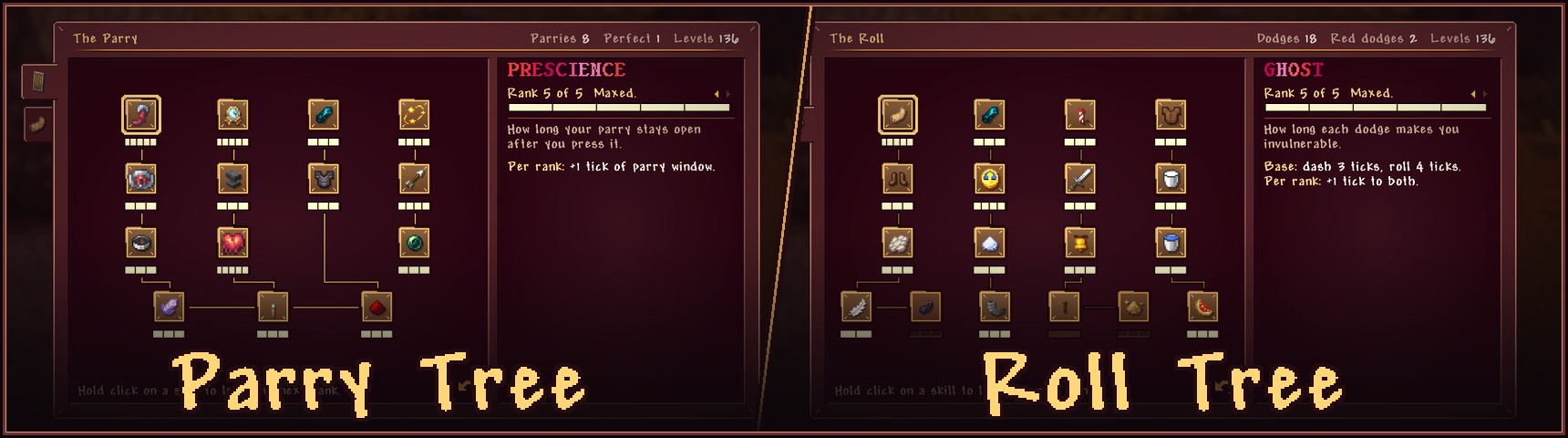 Parry and Roll skill trees