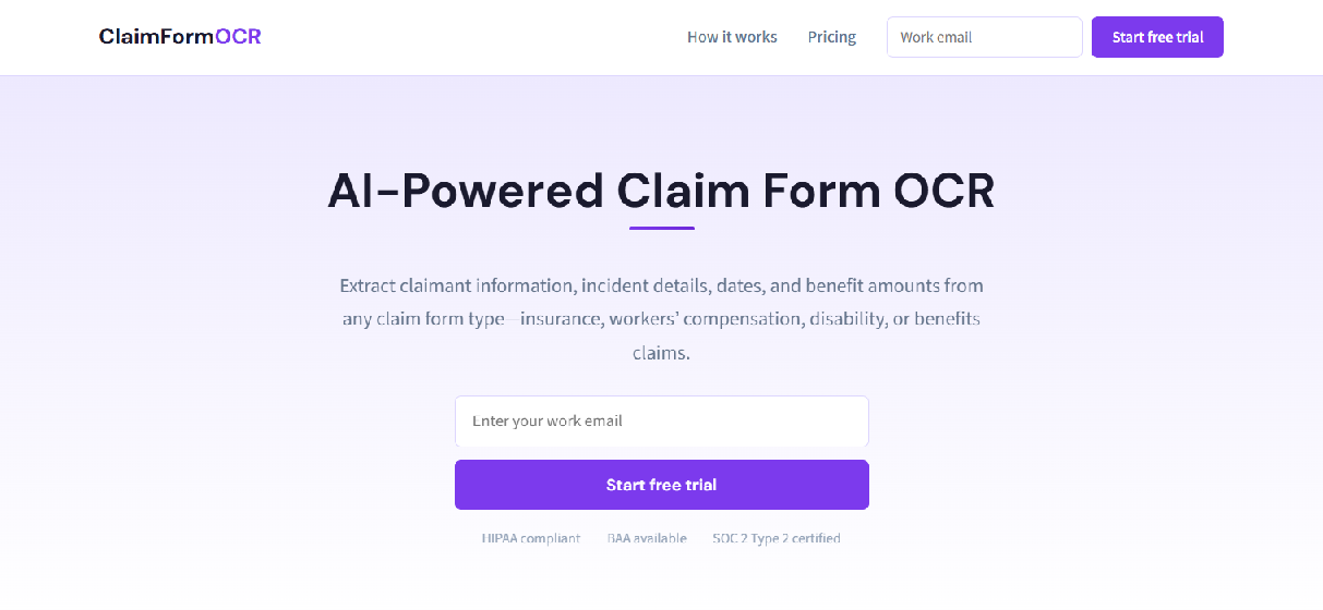 Screenshot of claimformocr.com