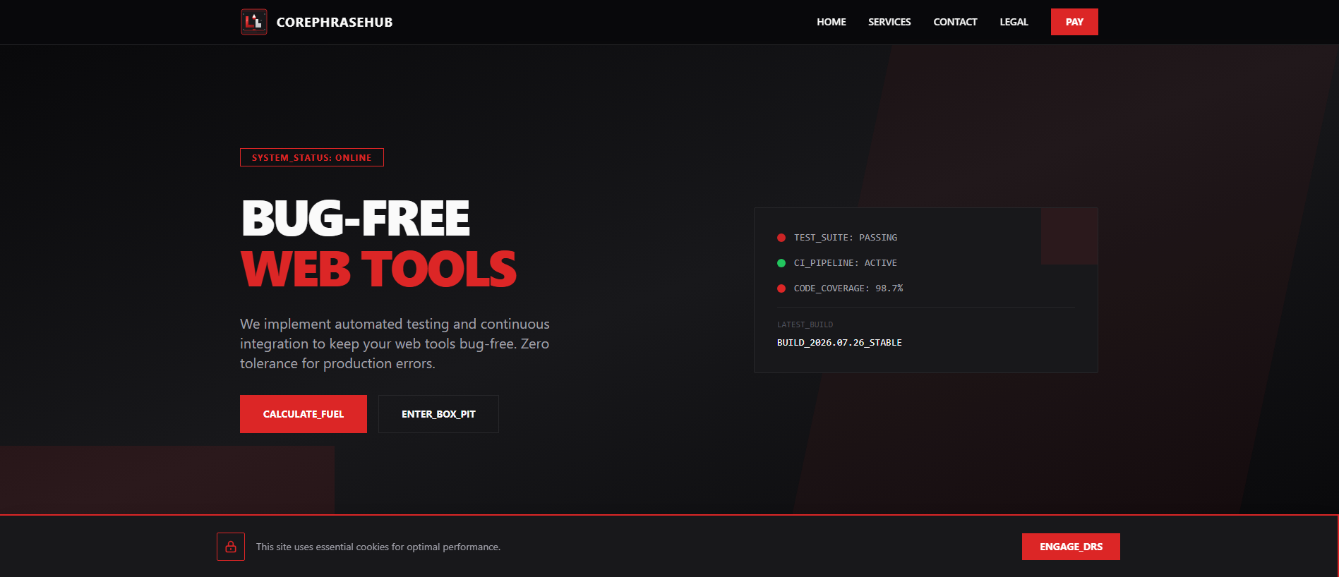 Forensic screenshot of corephrasehub.com showing the phishing page layout