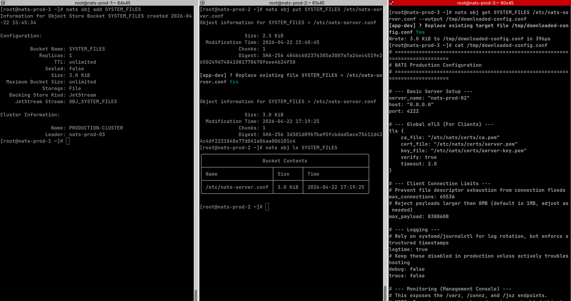 NATS Object Storage Test NATS JetStream Object Store put and get verification