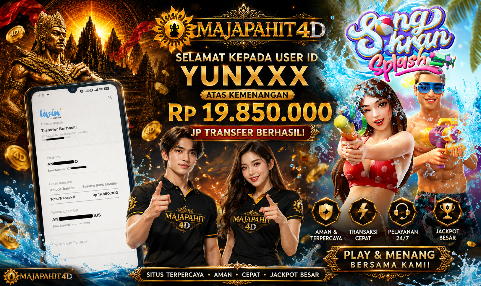 MAJAPAHIT4D JACKPOT SONGKRAN SPLASH Rp.19.850.000.,- LUNAS