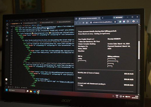 Dark mode transactional receipt email preview