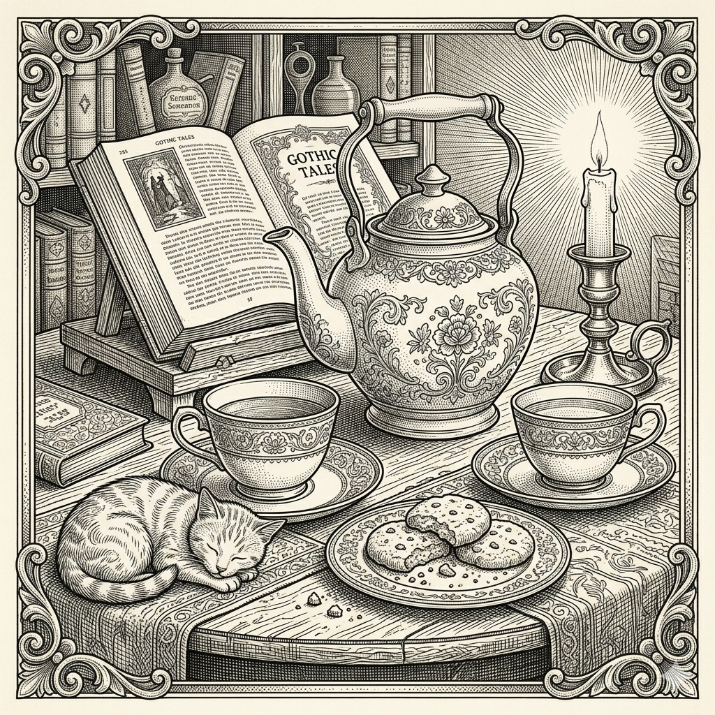 Whimsical diorama coloring page
