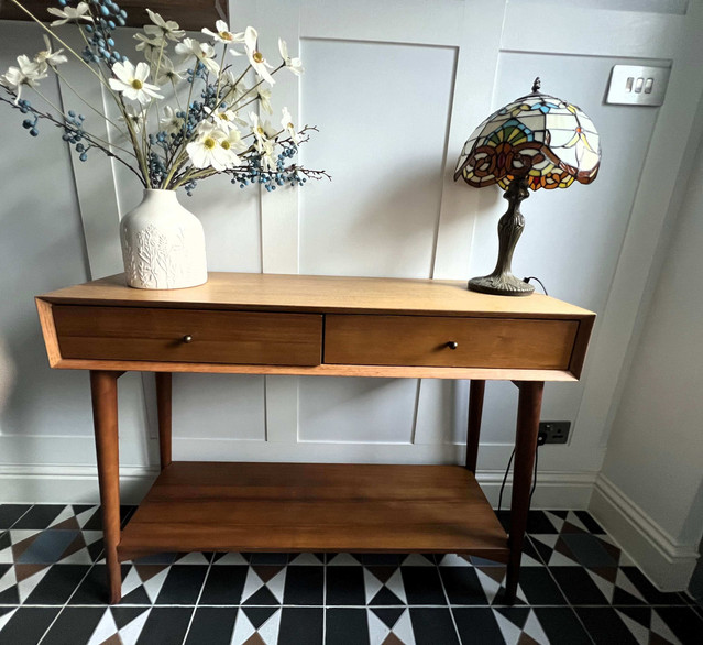 Hallway with geometric tiles and panelling — East London