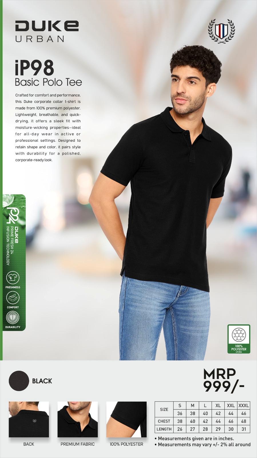 Duke iP98 Basic Polo Tee - Black