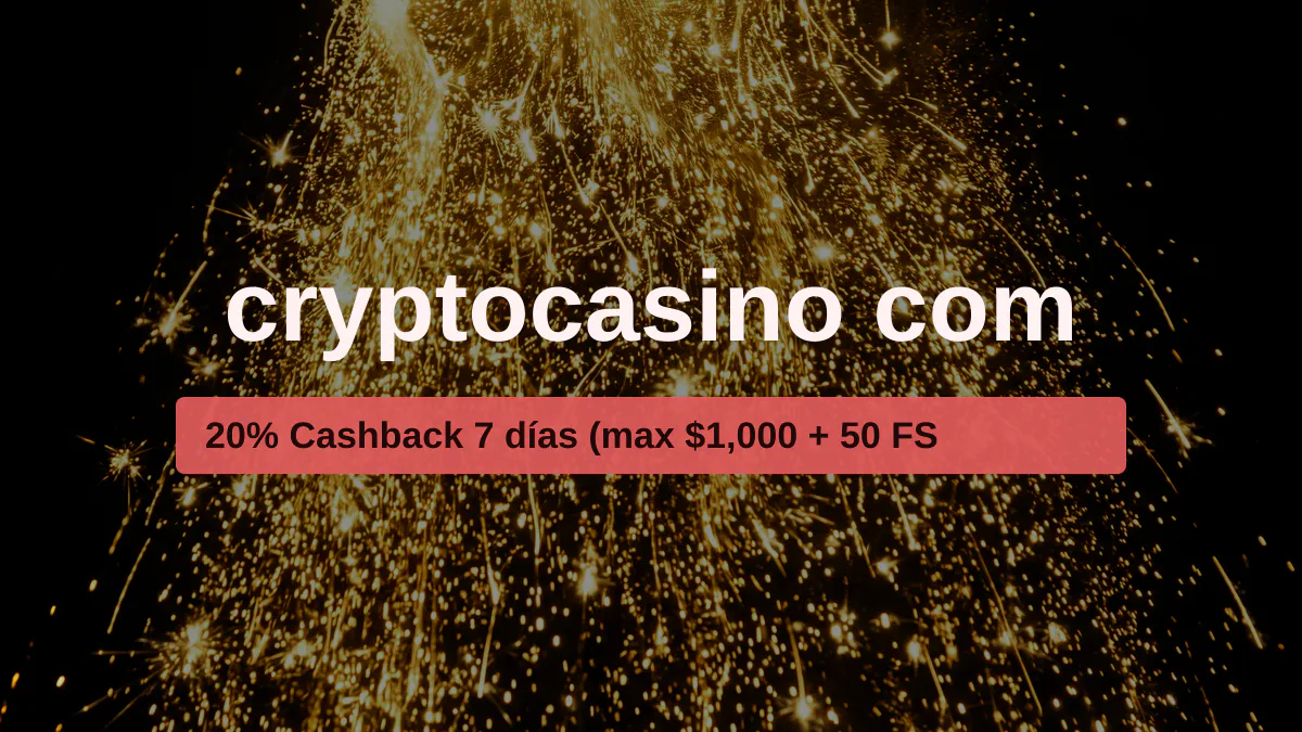 cryptocasino com � bono de bienvenida 20% Cashback 7 d�as (max $1,000 + 50 FS, pagos: Visa, Mastercard, iDEAL, Google Pay, Bitcoin