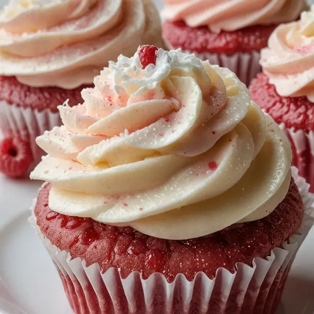 Pink Velvet Cupcakes with Vanilla Frosting