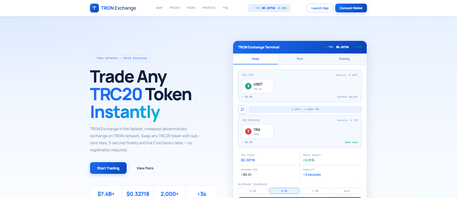 Screenshot of tron-exchange.net
