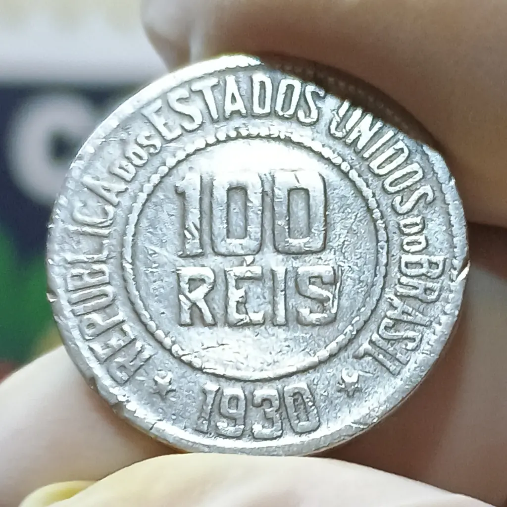 Moeda 100 Réis 1930 MBC Cuproníquel KM# 518 - Foto 4