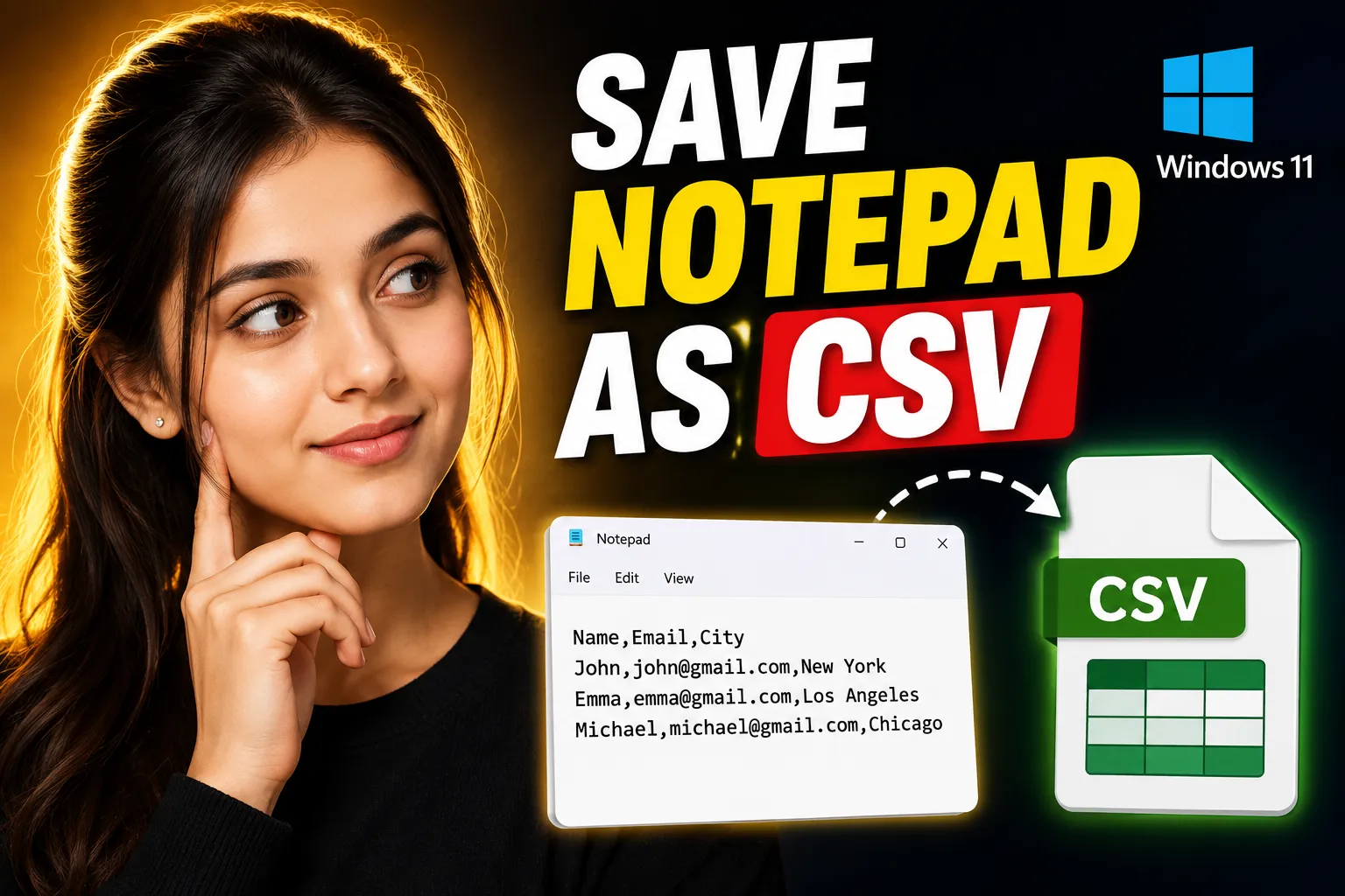 How to Save Notepad as CSV File in Windows 11