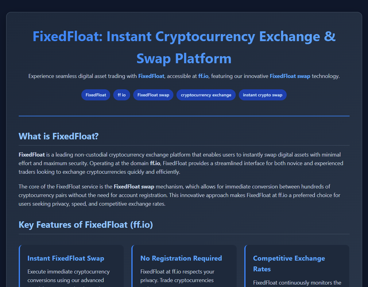 Forensic screenshot of fixedfloat.co.at showing the phishing page layout