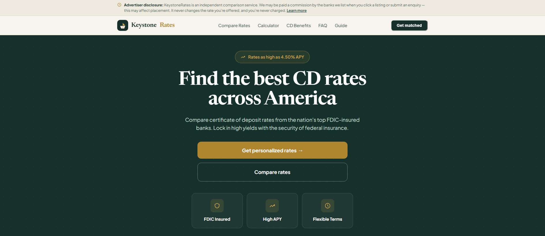 Screenshot of keystonerates.com