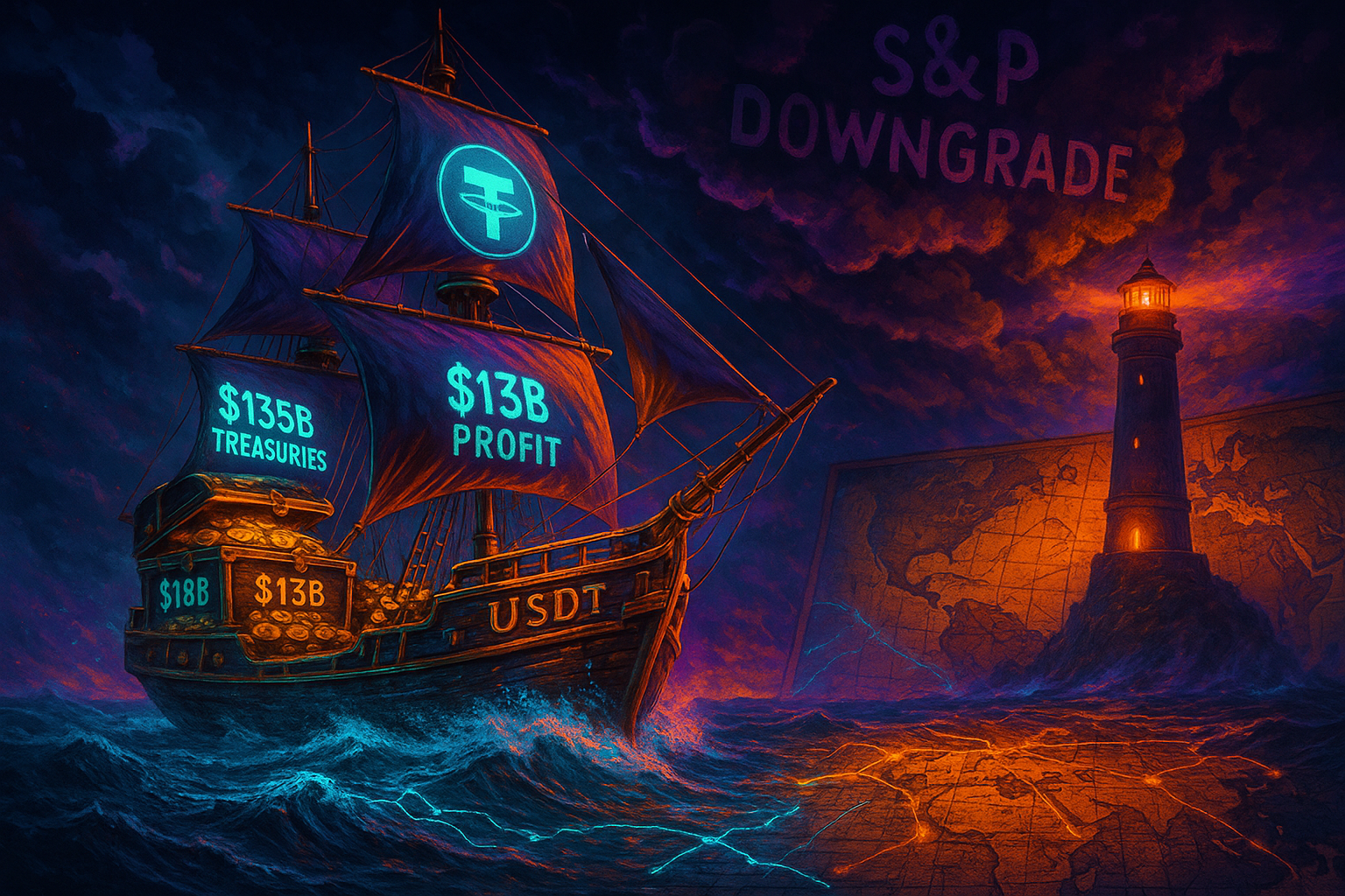 Illustration of Tether's response to S&P downgrade of USDT stablecoin