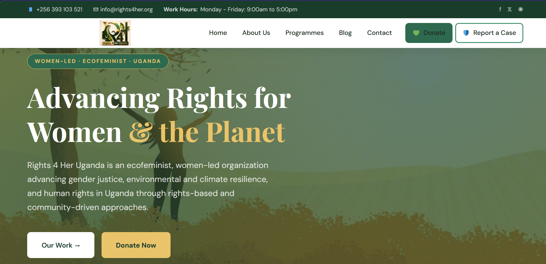 Rights 4 Her Uganda — Organization Website screenshot