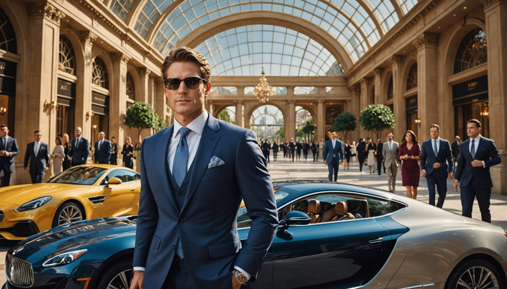 Charismatic successful individual in luxurious, innovative environment