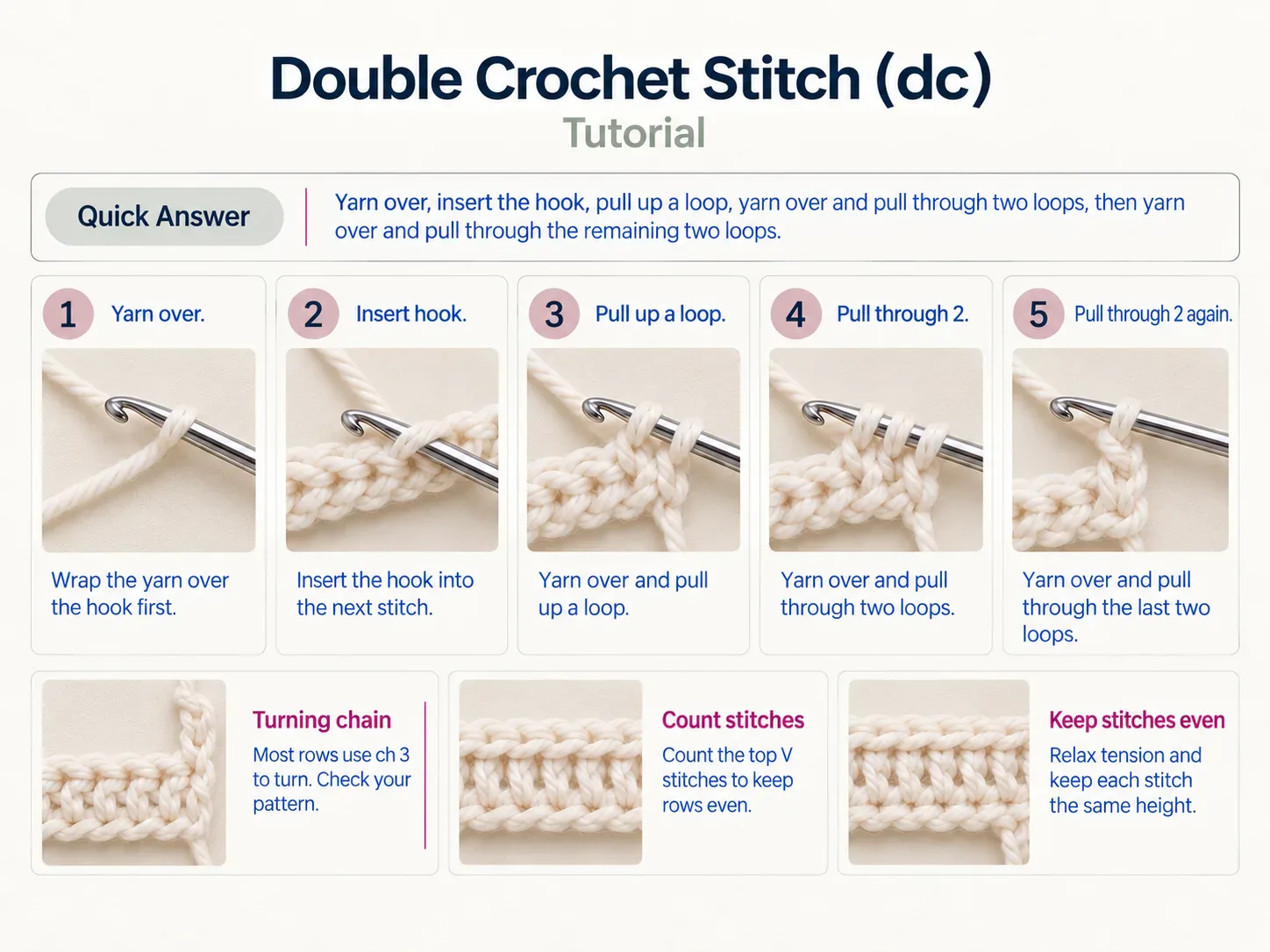 Double Crochet Stitch (dc) Tutorial