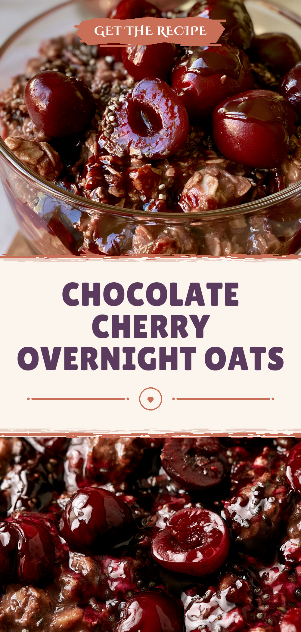 Pinterest graphic for Chocolate Cherry Overnight Oats